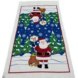 Santa Claus North Pole Christmas Kitchen Towel Festive Design & Snowy READ